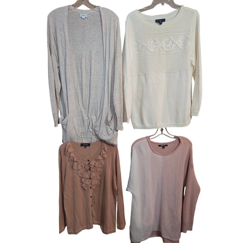 Women's XL 16 18 Sweaters Cardigans Pullovers Vests Wholesale Bulk Lot of 4